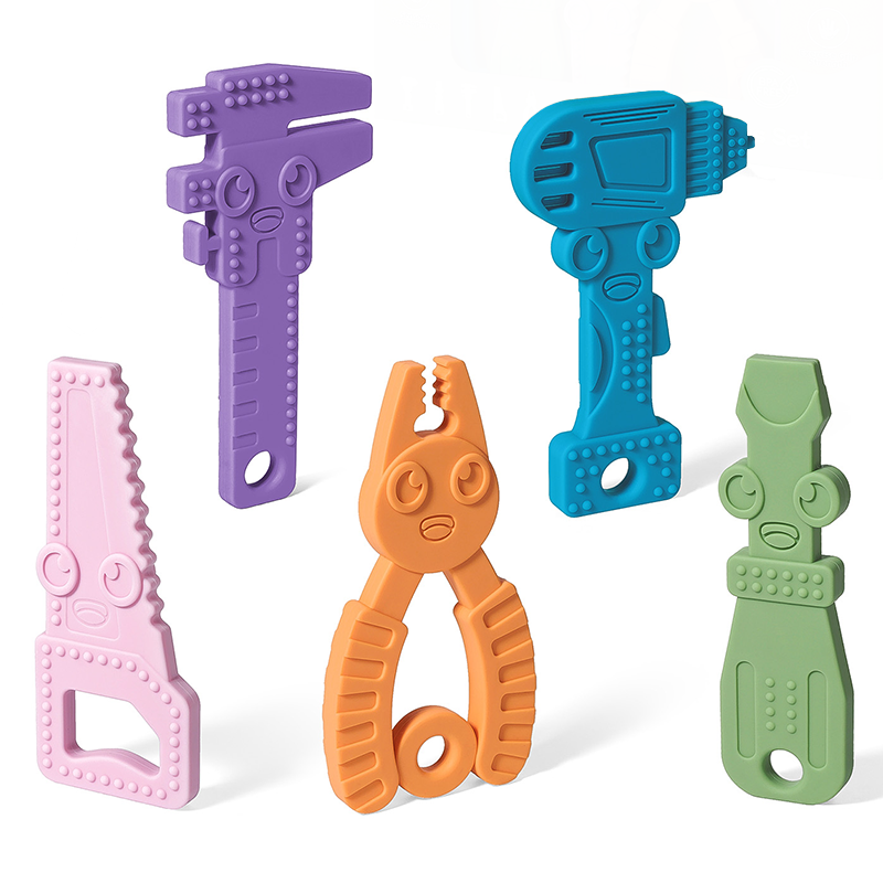 Silicone Tiny Rod Baby Teether Toys Food Grade Chewing Toy Baby Silicone Teether Wrench Childrens G