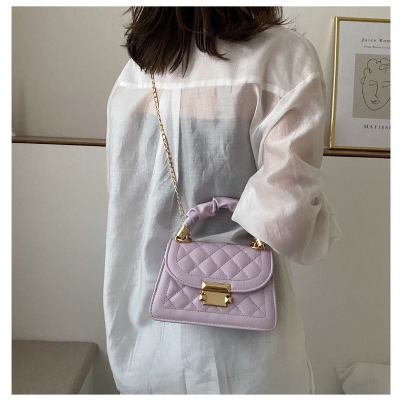 Women's Grid Pattern Tote Bag, Fashion PU Leather Crossbody, High Quality Bag, Buckle Decoration Flap Wallet