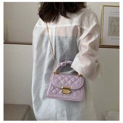 Women's Grid Pattern Tote Bag, Fashion PU Leather Crossbody, High Quality Bag, Buckle Decoration Flap Wallet