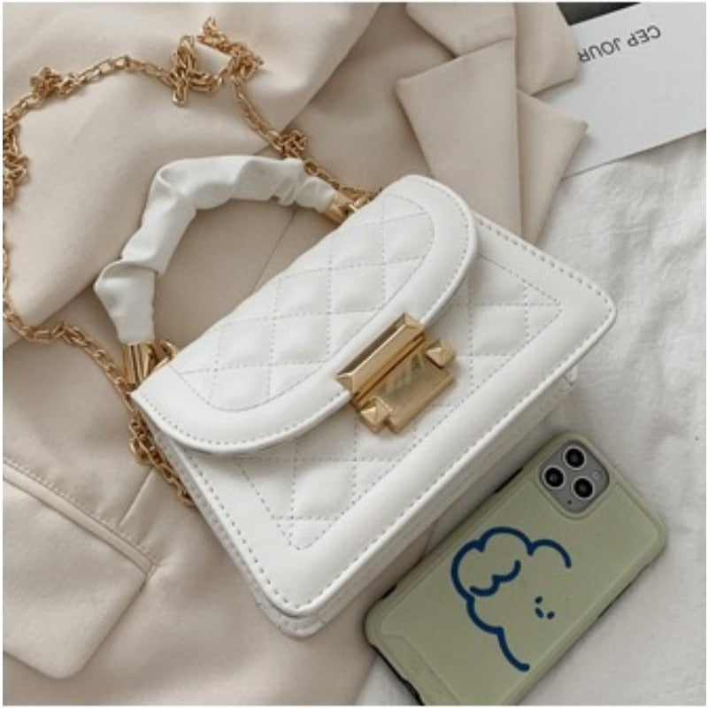 Womens Grid Pattern Tote Bag Fashion PU Leather Crossbody High Quality Bag Buckle Decoration Flap W 4