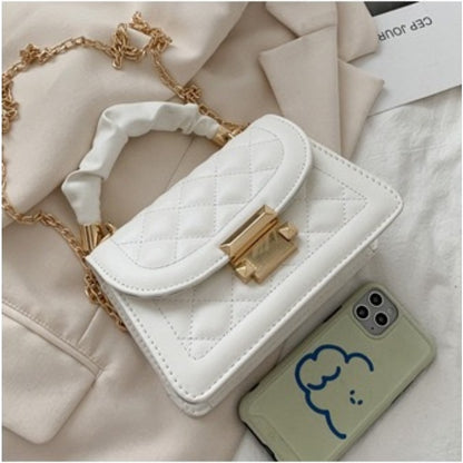 Womens Grid Pattern Tote Bag Fashion PU Leather Crossbody High Quality Bag Buckle Decoration Flap W 4