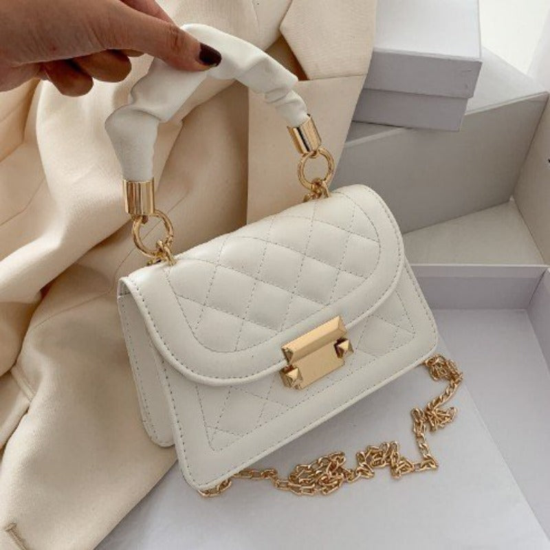 Womens Grid Pattern Tote Bag Fashion PU Leather Crossbody High Quality Bag Buckle Decoration Flap W 6