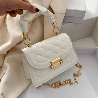 Womens Grid Pattern Tote Bag Fashion PU Leather Crossbody High Quality Bag Buckle Decoration Flap W 6