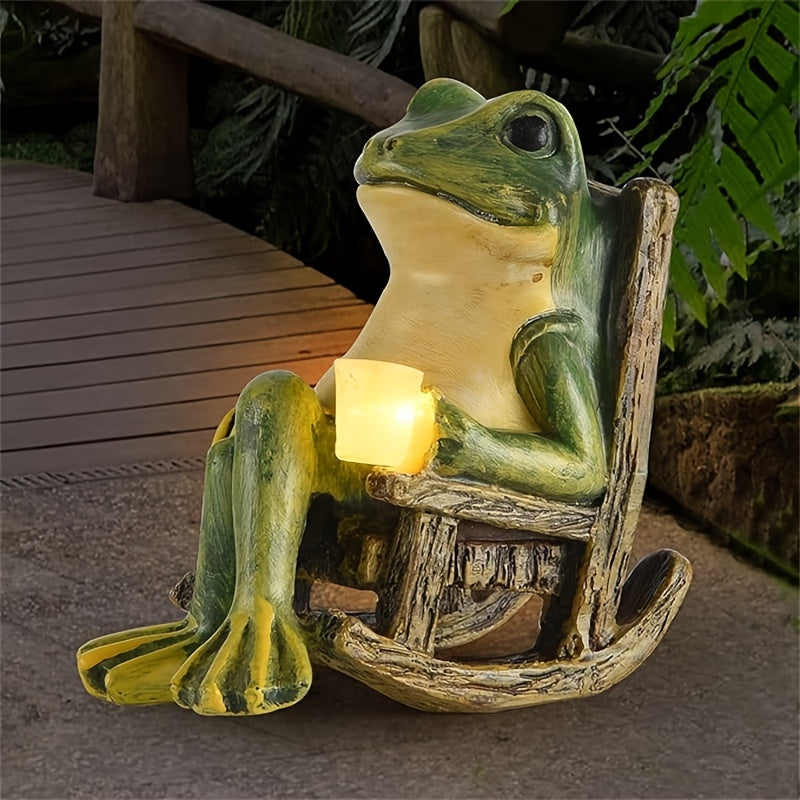 Perfect for Indoor and Outdoor Decoration, Solar Powered Mini Frog Garden Statue, Ideal Gift for Halloween and Christmas