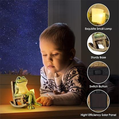 Perfect For Indoor And Outdoor Decoration Solar Powered Mini Frog Garden Statue Ideal Gift For Hall 3