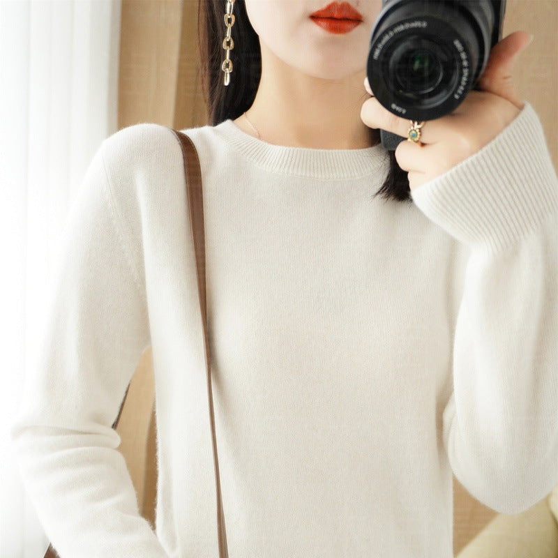 Autumn And Winter Cashmere Sweater Women Crew Neck Pullover Casual Knitted Top Short Undercoat Fash 5