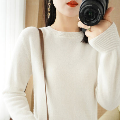 Autumn And Winter Cashmere Sweater Women Crew Neck Pullover Casual Knitted Top Short Undercoat Fash 5