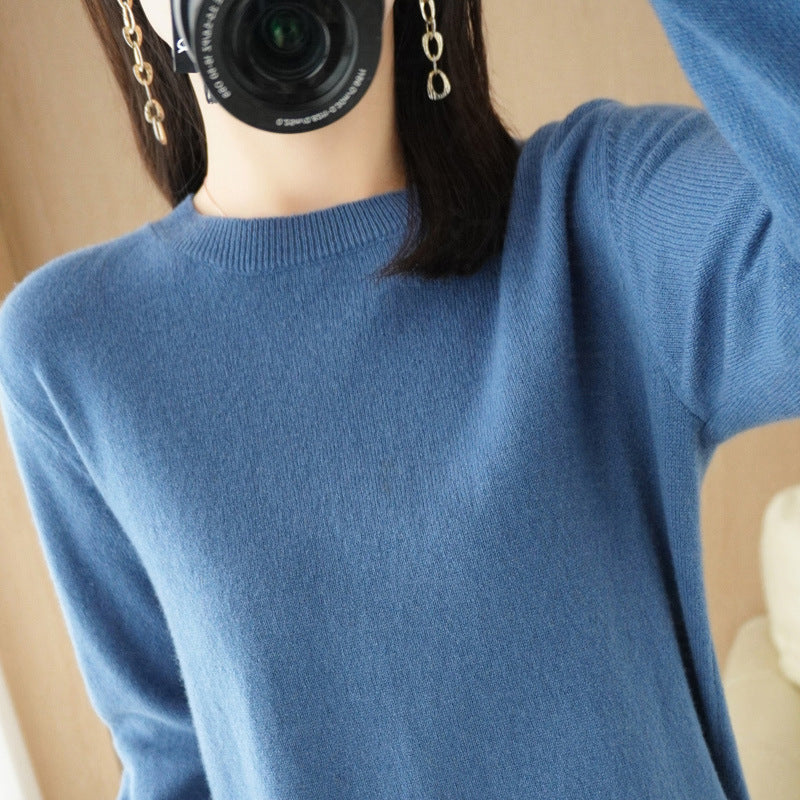 Autumn And Winter Cashmere Sweater Women Crew Neck Pullover Casual Knitted Top Short Undercoat Fash 6