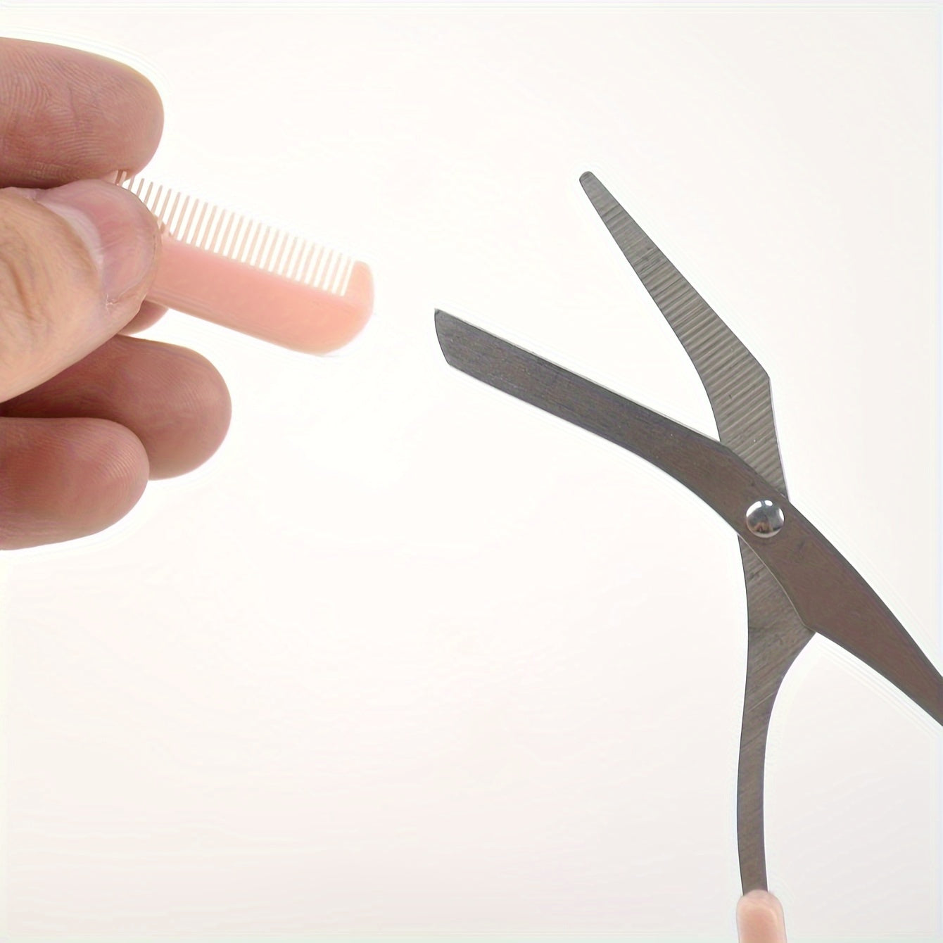 Stainless Steel Eyebrow Scissors With Built In Comb Pink Precise Grooming Tool Shaping And Creating 1