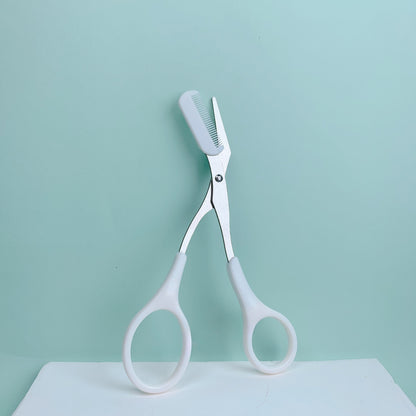 Stainless Steel Eyebrow Scissors With Built In Comb Pink Precise Grooming Tool Shaping And Creating 2