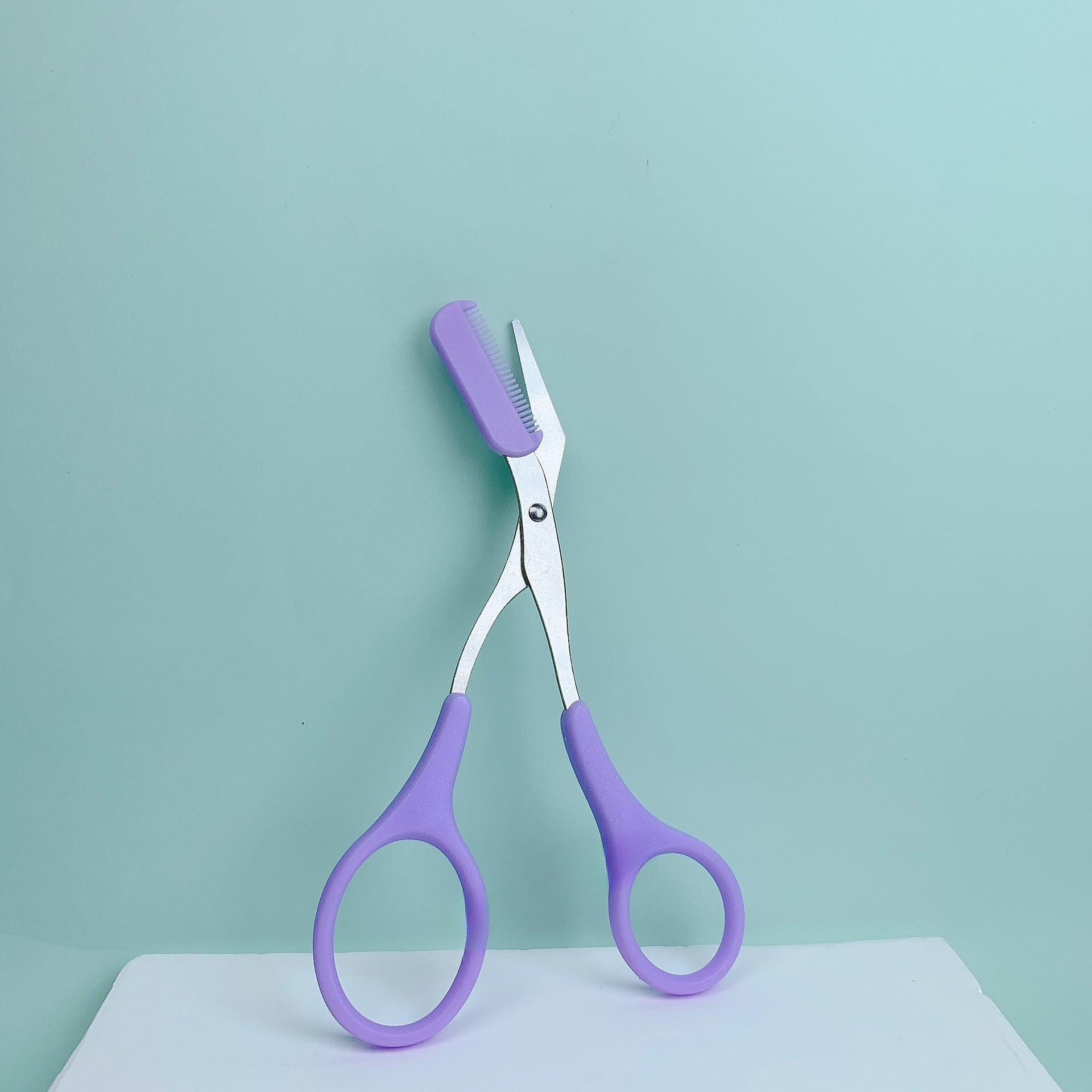 Stainless Steel Eyebrow Scissors With Built In Comb Pink Precise Grooming Tool Shaping And Creating 9