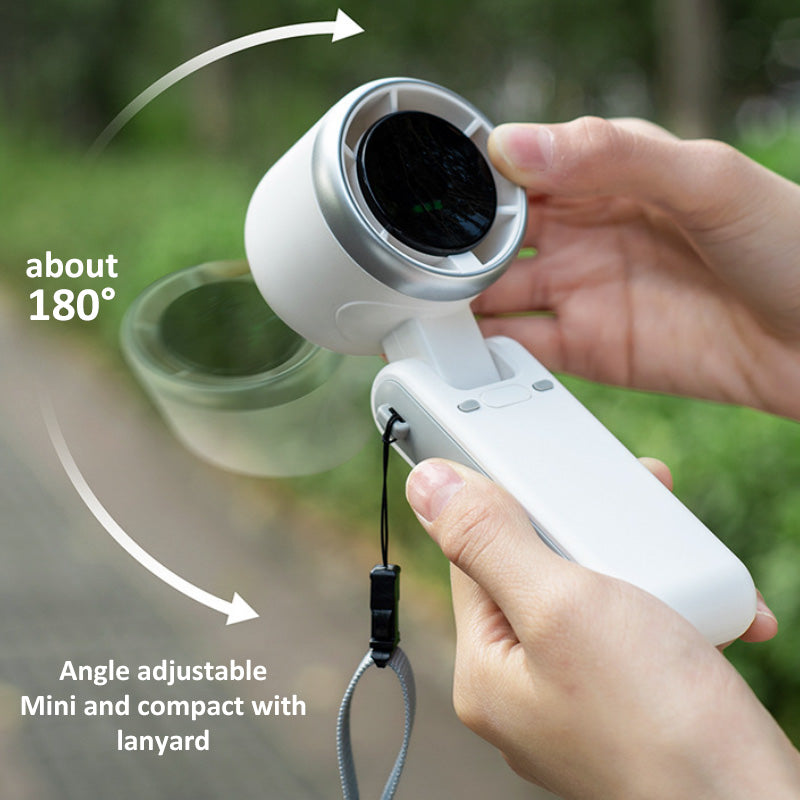Summer New Hand held Fan, Folding High speed Turbo Fan, Desktop Portable LED Adjustment Student Fans, Hanging Neck