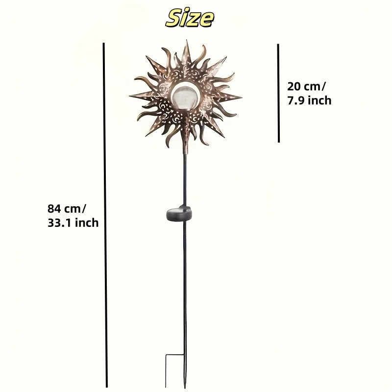 Cracked Glass Ball LED Garden Decor Solar Sun Statue Light IP65 Waterproof Outdoor Accent For Patio 1