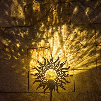 Cracked Glass Ball LED Garden Decor Solar Sun Statue Light IP65 Waterproof Outdoor Accent For Patio 5