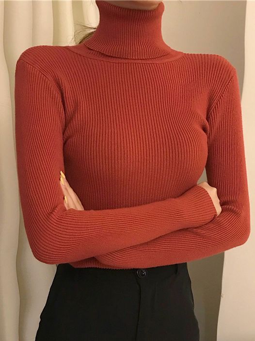 Women Fall Turtle Neck Sweater Knitted Soft Pullovers Cashmere Jumpers Basic Soft Sweaters Female B 5