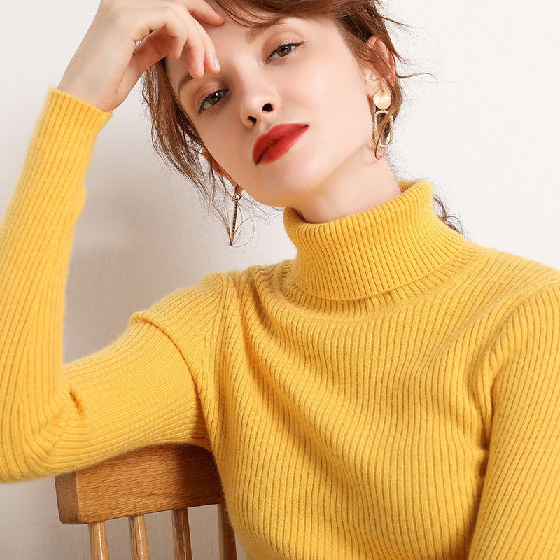 Women Fall Turtle Neck Sweater Knitted Soft Pullovers Cashmere Jumpers Basic Soft Sweaters Female B 6