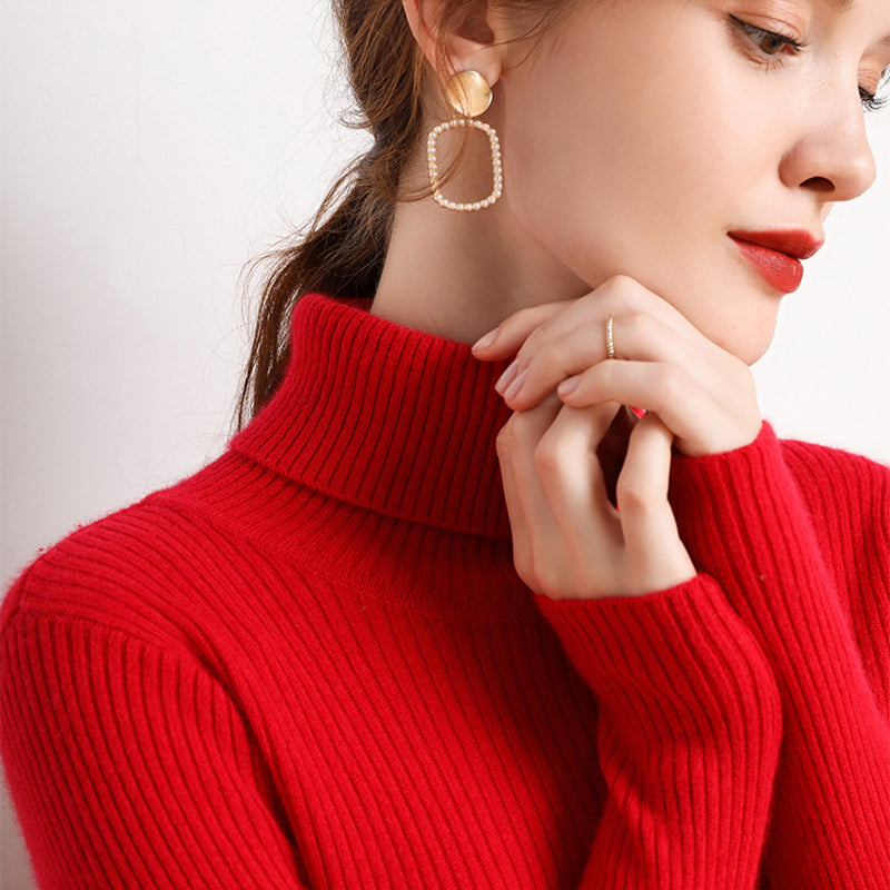 Women Fall Turtle Neck Sweater Knitted Soft Pullovers Cashmere Jumpers Basic Soft Sweaters Female B 7