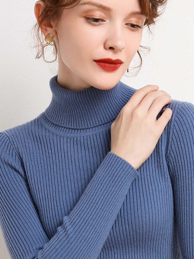 Women Fall Turtle Neck Sweater Knitted Soft Pullovers Cashmere Jumpers Basic Soft Sweaters Female B 3