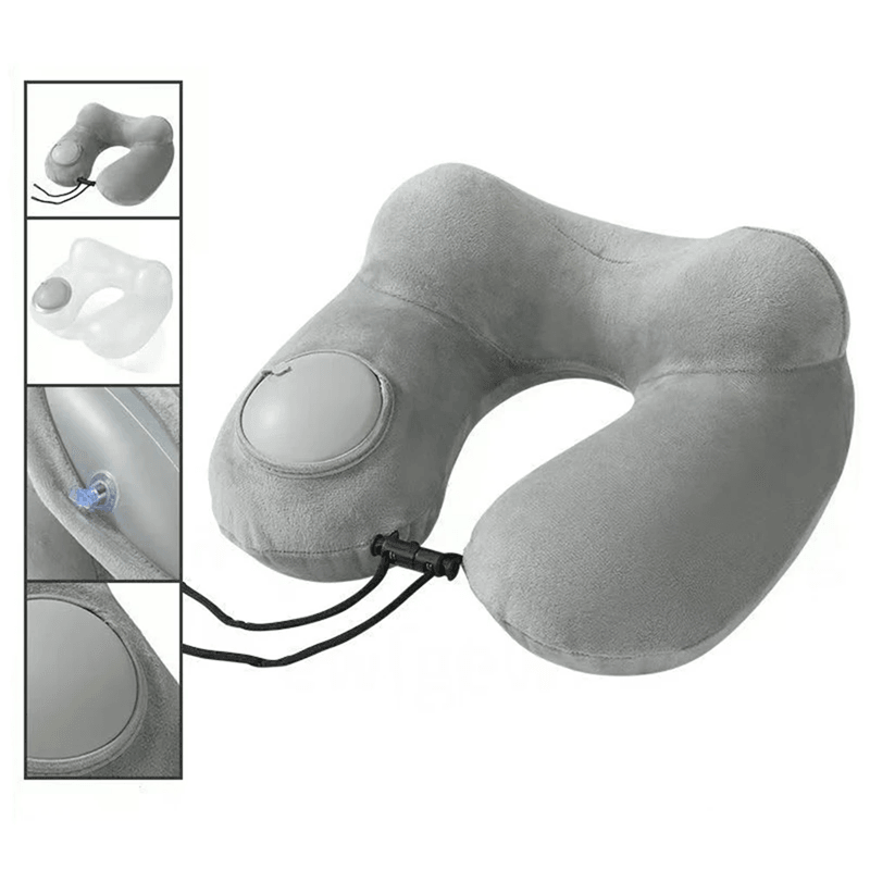 Press and Inflate Portable Neck Pillow for Travel and Outdoor Comfort