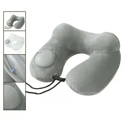 Press and Inflate Portable Neck Pillow for Travel and Outdoor Comfort
