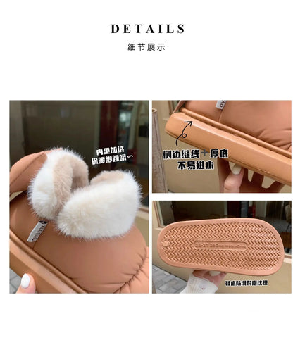 Winter Womens Bow Warmth Boots Cute Warm Ankle Plush Cotton Shoes Waterproof Down Cloth Short Barre 4