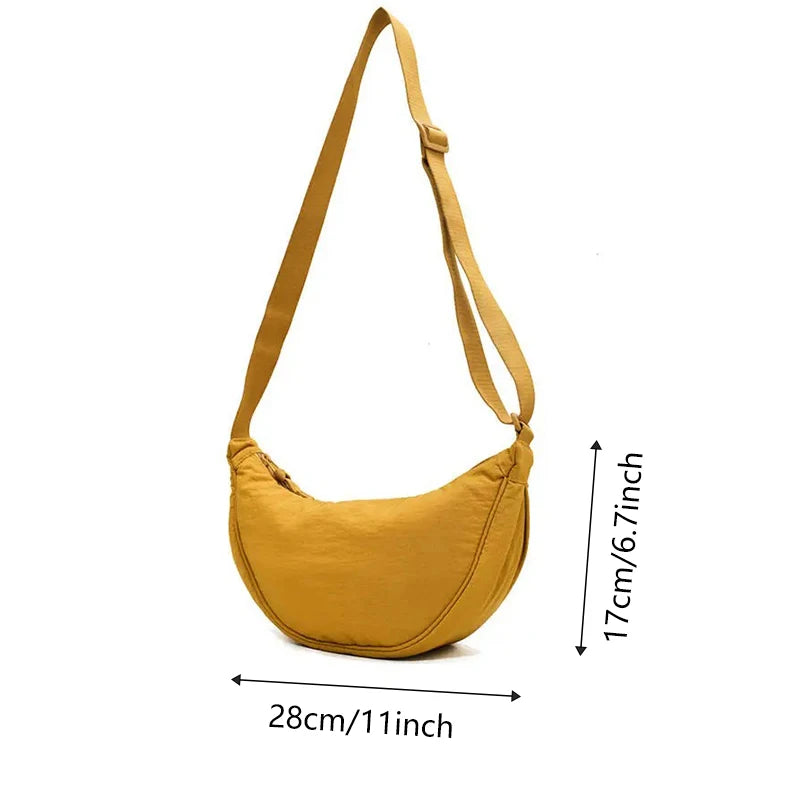 Large Capacity Travel Crossbody Female Half Moon Bag Cotton Filled Shoulder Bag Men And Women Solid 6
