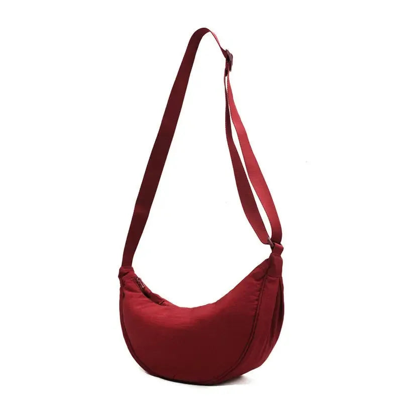 Large Capacity Travel Crossbody Female Half Moon Bag Cotton Filled Shoulder Bag Men And Women Solid 3
