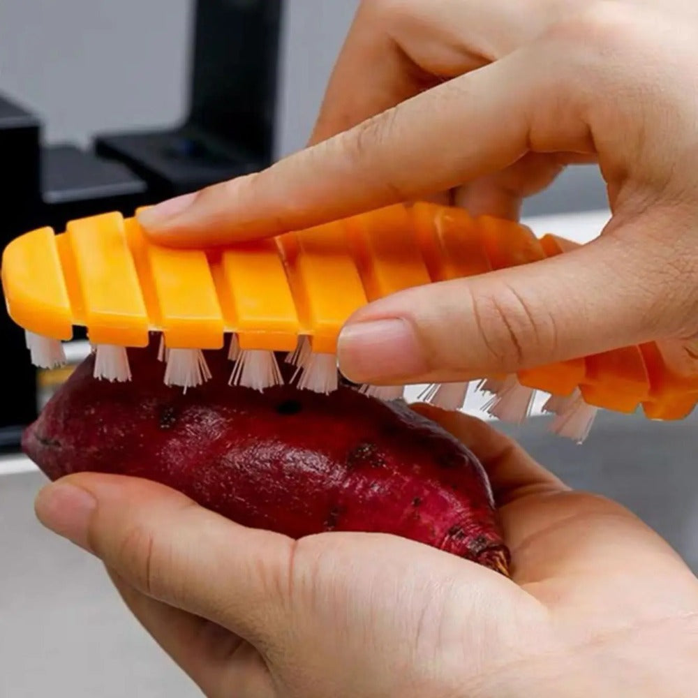 Dishwasher Safe Kitchen Brush for Fruits Vegetables, Flexible Vegetable Cleaning Brush Scrubber for Potato Carrot Apple
