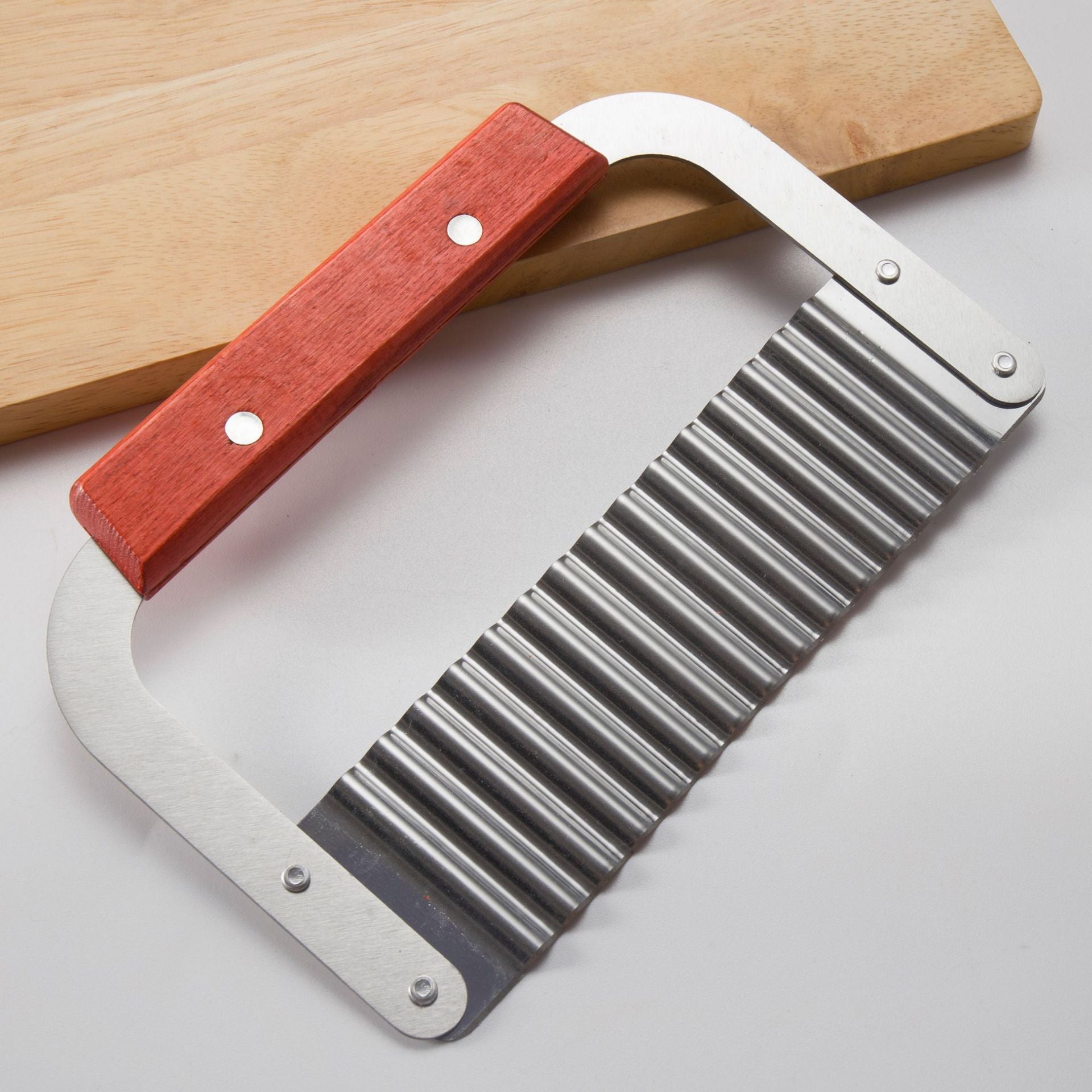 Potato Chip Cutting Wave Knife Stainless Steel Wooden Handle Wave Knife Wolf Tooth Potato Knife 3