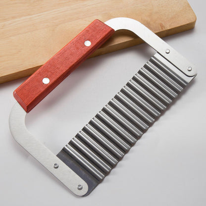 Potato Chip Cutting Wave Knife Stainless Steel Wooden Handle Wave Knife Wolf Tooth Potato Knife 3