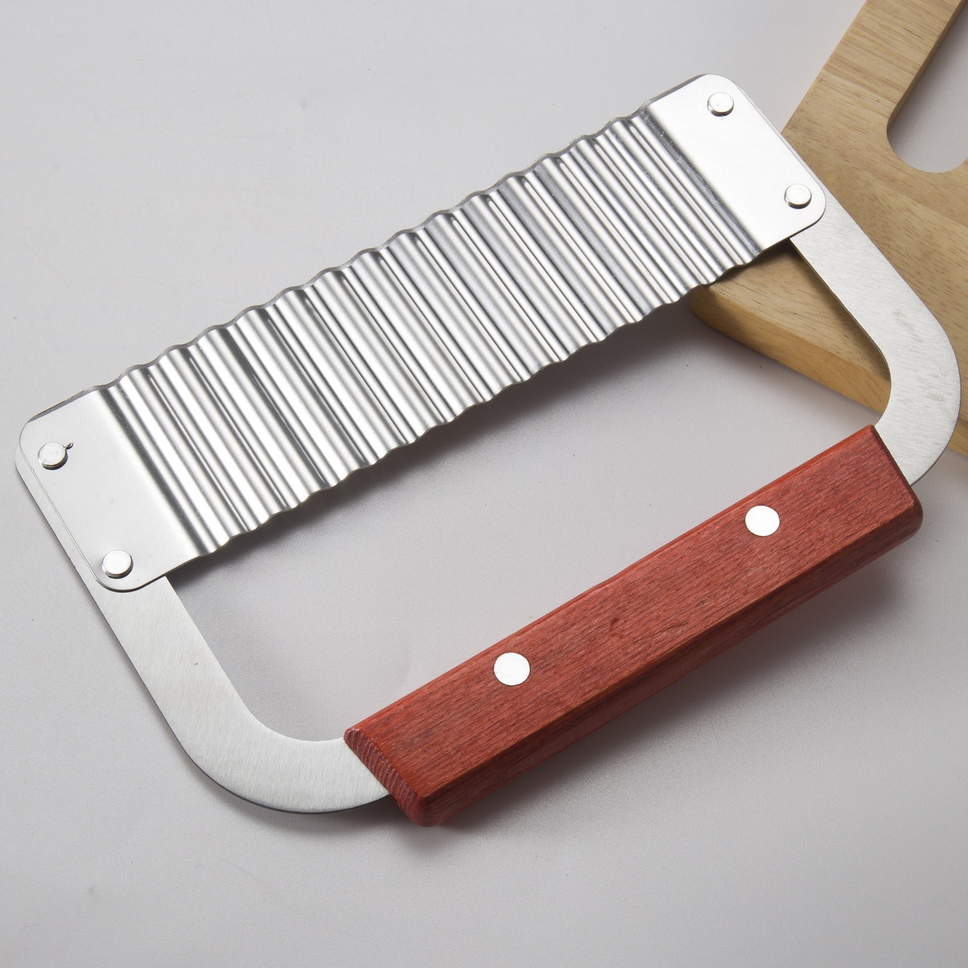 Potato Chip Cutting Wave Knife Stainless Steel Wooden Handle Wave Knife Wolf Tooth Potato Knife 4