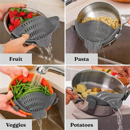 Kitchen Pot Strainer, Pot Strainer, Adjustable Clip On Strainer For Pots Pans And Bowls, Strainer