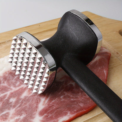 Stainless Steel Meat Tenderizer Hammer with Rubber Grip, Heavy Duty Kitchen Tool for Effortless Tenderizing and Pounding