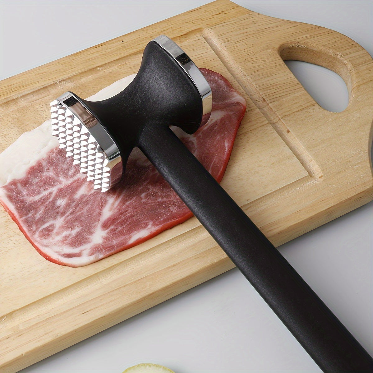 Stainless Steel Meat Tenderizer Hammer with Rubber Grip, Heavy Duty Kitchen Tool for Effortless Tenderizing and Pounding
