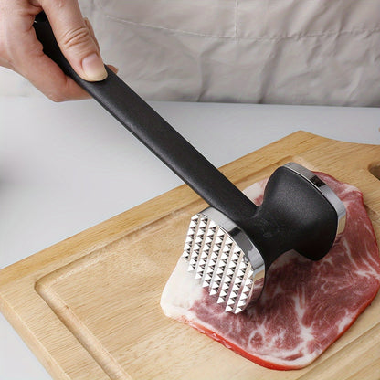 Stainless Steel Meat Tenderizer Hammer with Rubber Grip, Heavy Duty Kitchen Tool for Effortless Tenderizing and Pounding