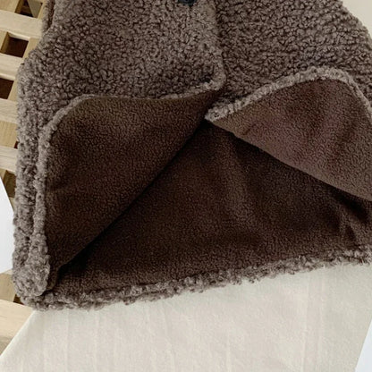 Girls Boys Plush Vest Autumn Winter Baby Lamb Wool Plus Velvet Waistcoat V Neck Child Warm Coat 4