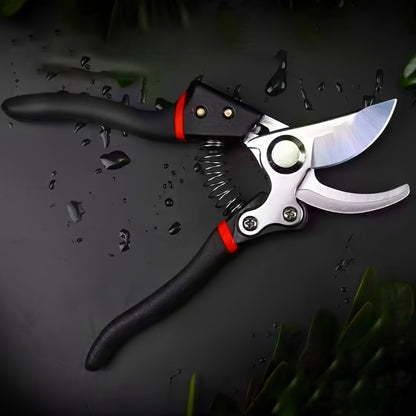 Ambidextrous Garden Clippers with Black Grip, Heavy Duty Carbon Steel Shears, Trimming Shears for Shrubs Branches