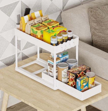 Under Sink Organizer And Storage Double Sliding Cabinet Drawers Multi Purpose Storage Shelf Kitchen 6