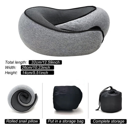 U shaped Pillow Snail Style Travel Neck Support, Portable Adjustable Soft Noon Break Sleep Pillows, Travel Neck Pillow