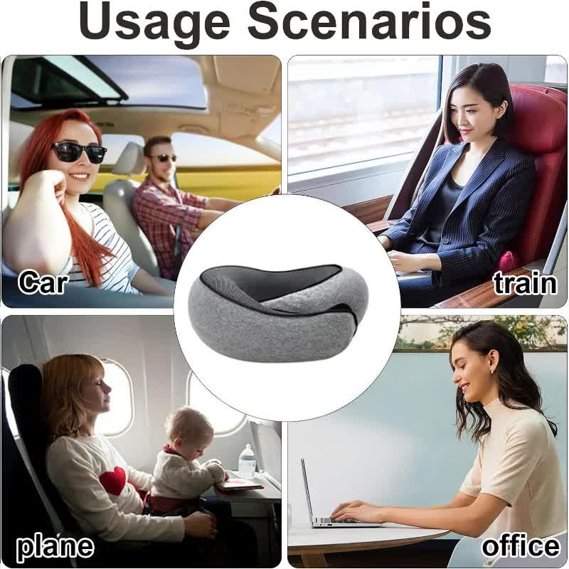 U shaped Pillow Snail Style Travel Neck Support, Portable Adjustable Soft Noon Break Sleep Pillows, Travel Neck Pillow