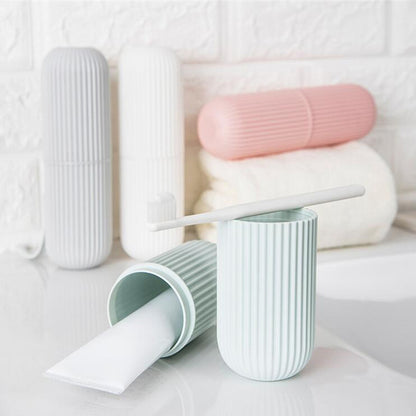 Portable Mouthwash Cup Vertical Stripe Travel Toothbrush Box Brushing Cup Washing Cup Toothpaste St 1