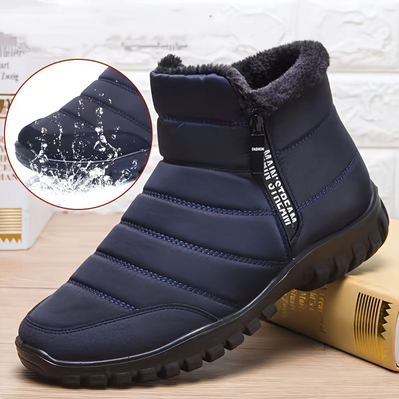 Warm Cotton Zipper Snow Ankle Boots Mens Sneakers Winter Shoes, Autumn Shoes Waterproof Snow Boots Shoe