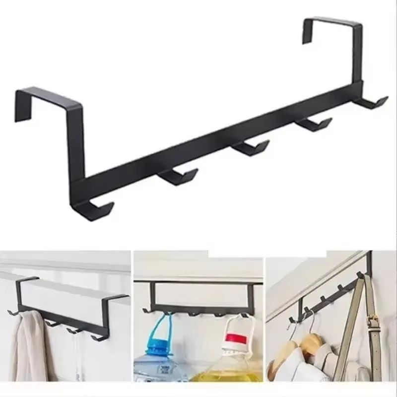Household Space Saving Five Hook Door Hanger Hook, Durable Jacket Storage Rack, Easy To Install Modern Style