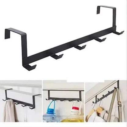 Household Space Saving Five Hook Door Hanger Hook, Durable Jacket Storage Rack, Easy To Install Modern Style