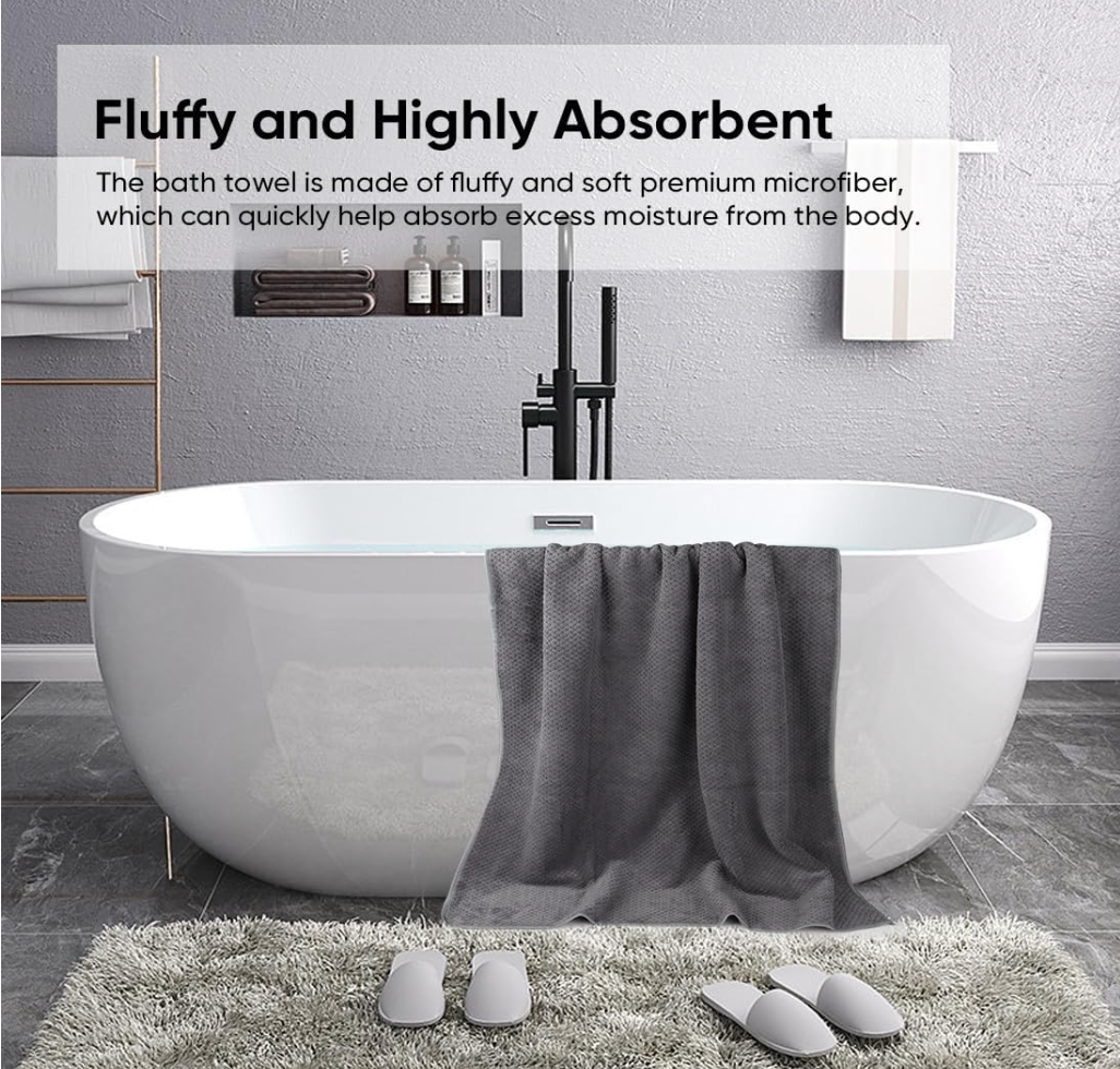 Bath Towel Set, Microfiber Ultra Soft, Highly Absorbent Bath Towel, Lightweight, Quick Drying Towel