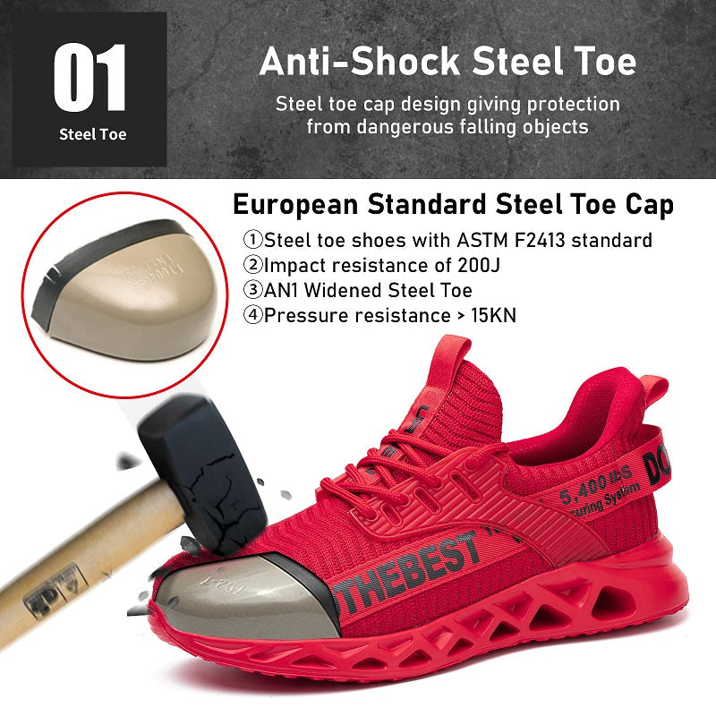 Lightweight Work Sneakers Steel Toe Safety Shoes For Men Women Puncture Proof Work Shoes Unisex Saf