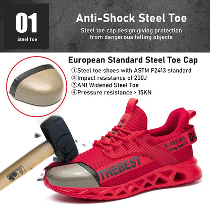 Lightweight Work Sneakers Steel Toe Safety Shoes For Men Women Puncture Proof Work Shoes Unisex Saf