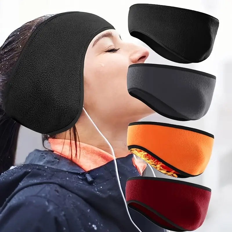 Soft Windproof Ear Warmer, Warm Fleece Earmuffs Headband, Unisex Outdoor Sports Headbands Ideal for Skiing Running