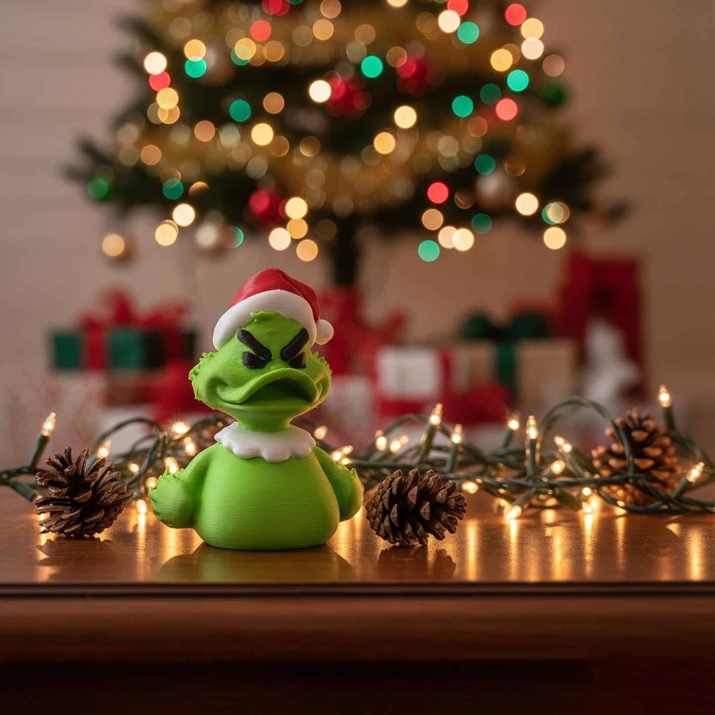 Indoor outdoor desktop Christmas duck statue, Christmas home decoration, novel gift for home office