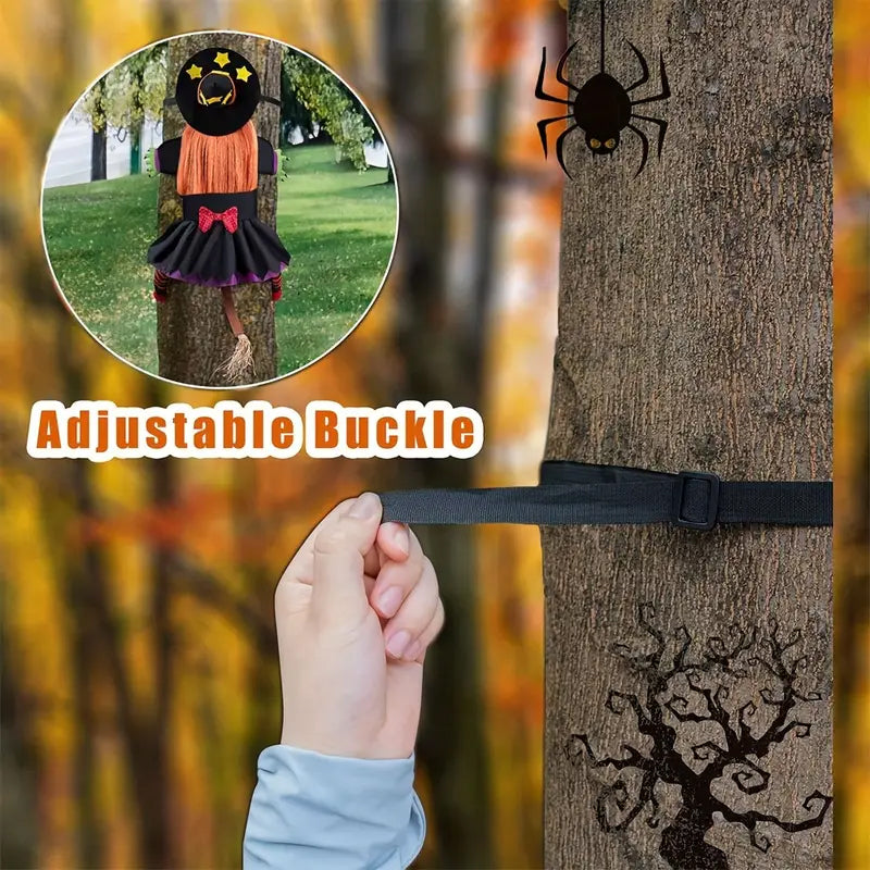 Halloween Orange Hair Witch, Climbing Tree Decoration, Indoor Outdoor Pendants, Halloween Theme Decor